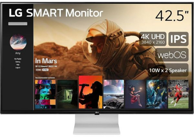 LG 스마트 모니터(43SQ700S) - 43인치 4K UHD(3840x2160) IPS 디스플레이 웹OS 모니터 ThinQ 홈 매직 리모컨 USB 타입-C 스테레오, White