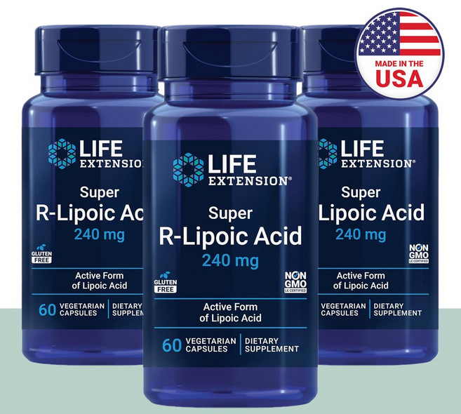 라이프익스텐션 알파리포산 알리포산 r리포산 8주분, 3개, 60정