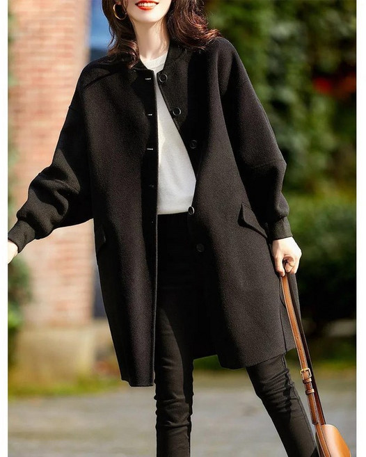 쩐쿠 여성 라운드 캐주얼 루즈핏 코트 6252