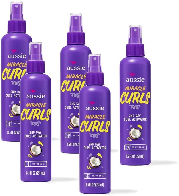 오지 미라클 컬 스프레이 젤 Aussie Miracle Curls 2nd Day Curl Activator Spray Gel, 5개, 251ml - 쿠팡