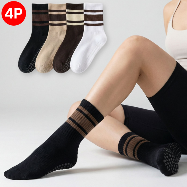 율드림 여성 필라테스 요가양말 논슬립 미끄럼방지 홈트 헬스 운동 4켤레세트