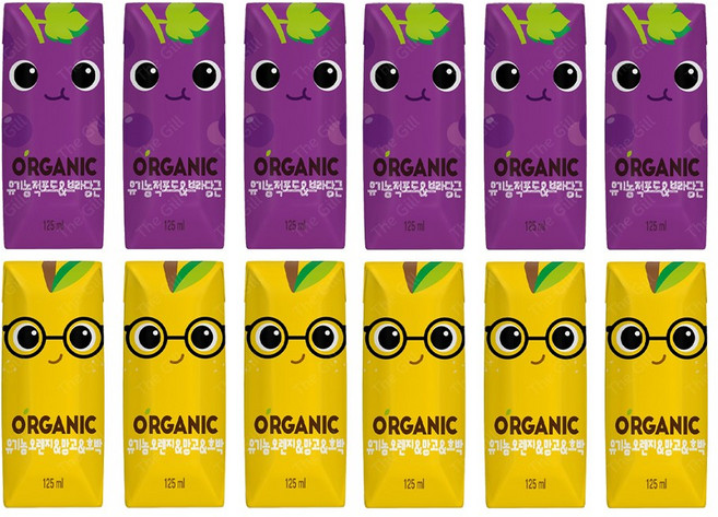 [더음료]오가닉유기농 크니지니125ml 각6개씩 (총12팩), 125ml, 1세트