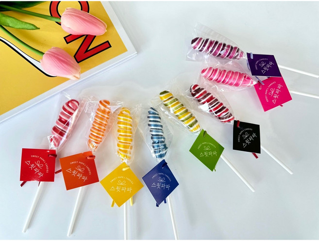 스윗파파 수제사탕 수제캔디 막대사탕 회오리팝 8가지맛 세트 단체간식 선물, 104g, 1세트