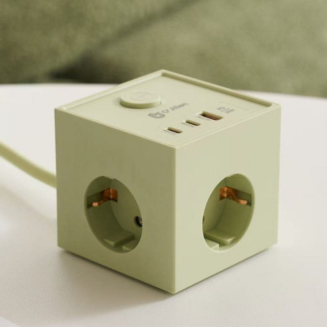 오지렌 고성능 USB C타입 고속충전 고용량 큐브 멀티탭 콘센트, 그린(PD20W), 1개