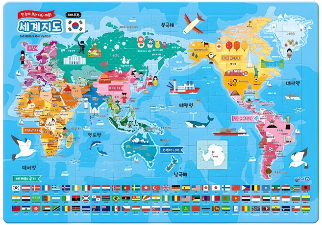 한눈에 보는 지도 퍼즐 세계지도 180조각, 지원