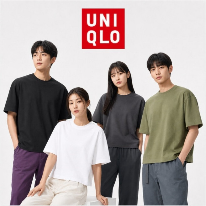 4위 - 유니클로 박시 크롭 코튼 반팔 티셔츠 남녀공용 (일본매장판)
