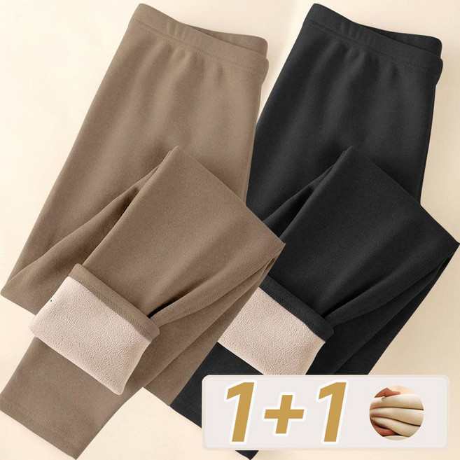 1+1 여성 보온 레깅스 내복 팬츠 무봉제 기모 타이츠 내의 하의 봄 가을 이너 보들보든 타이즈 긴바지 따뜻한데 융털 기모 홈웨어 보온 팬츠