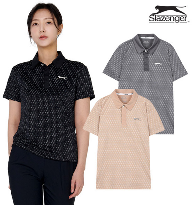 여성 깃발패턴 카라 티셔츠