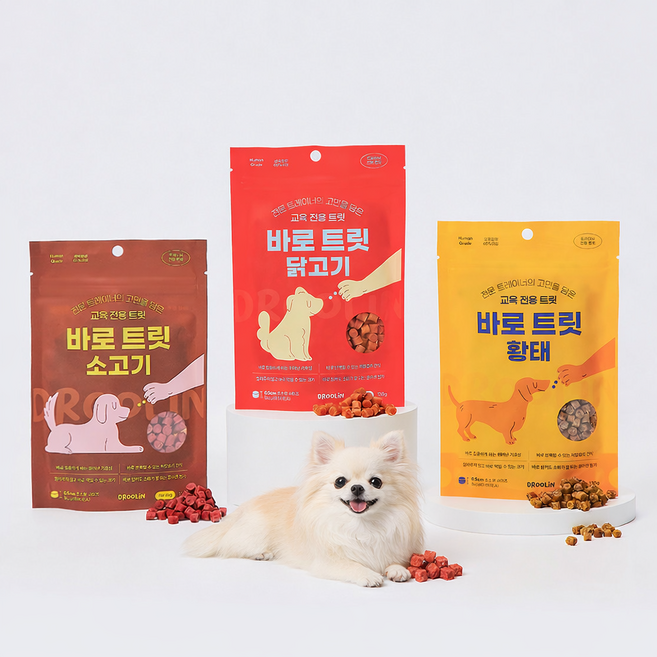 드룰린 바로트릿 강아지 노즈워크 저칼로리 교육 훈련용 설채현 간식 130g 황태+닭+소, 3개, 바로트릿 황태+닭+소