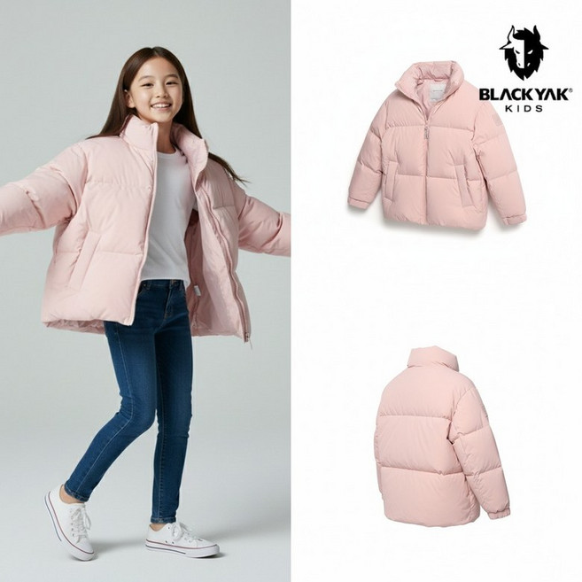 [백화점 출고] 블랙야크 키즈 패딩 남아 여아 BKU 레스트 M다운 자켓 핑크 숏 점퍼