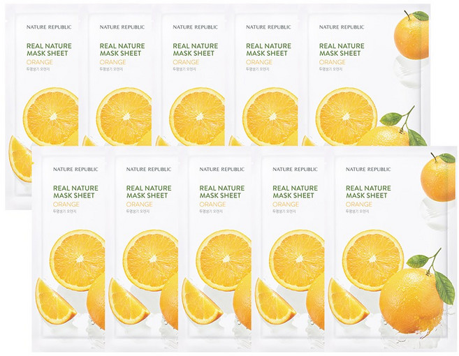 네이처리퍼블릭 리얼 네이처 오렌지 마스크팩, 30개, 1개입, 23ml