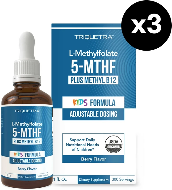 Triquetra 어린이 키즈 L 메틸폴레이트 5 MTHF 메틸 B12 30ml x3개 액상엽산 L Methylfolate, 3개 - 쿠팡