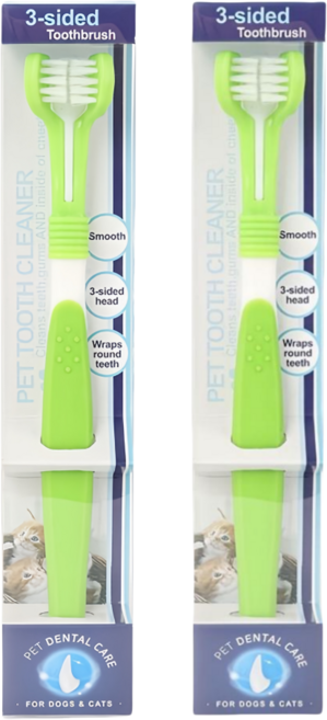 반려동물 최신형 강아지칫솔 고양이 구강 관리 고양이칫솔시즈키치, 녹색, 2개
