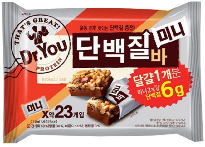 오리온 닥터유 단백질바 미니, 324g, 2개