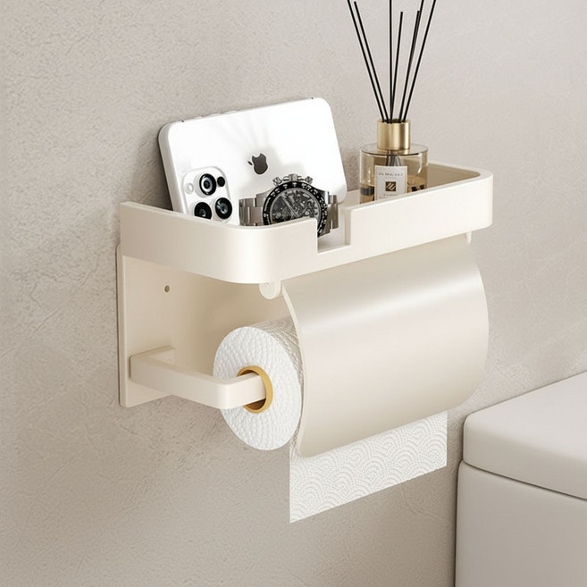 블레오 선반 거치대 화장실 휴지걸이, 1개, 베이지
