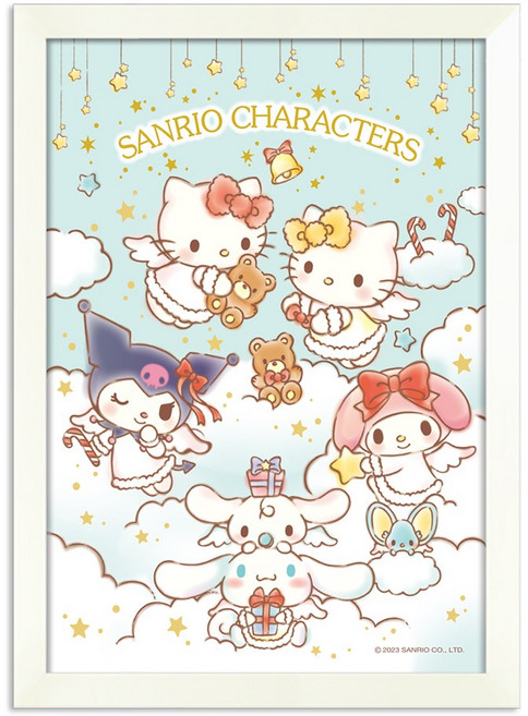 직소퍼즐 산리오 천사 300피스+ 액자 슬림우드 (액자포함), 혼합, 300피스, 1세트