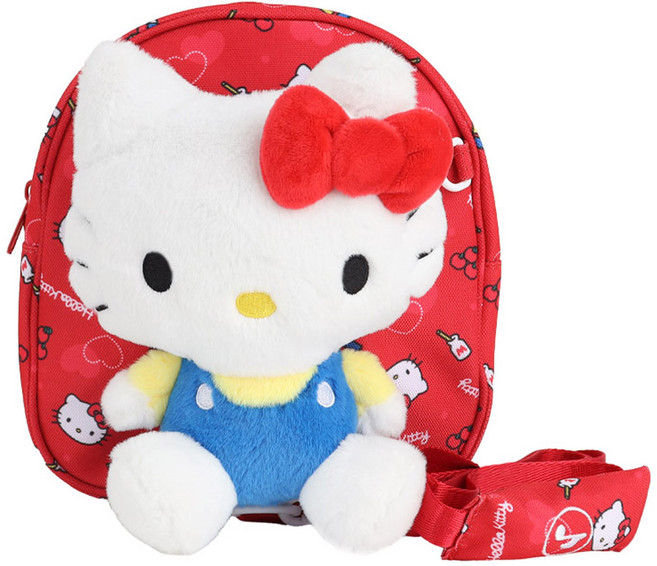 헬로키티 여아 반입체 키티인형 미아방지가방 산리오 미아방지배낭 유아 미아방지끈 백팩, 1개, RED