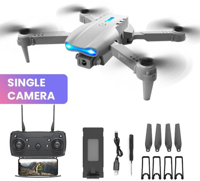 드론카메라 E99 K3 프로 HD 4k 드론 카메라 하이 홀드 모드 접이식 미니 RC 와이파이 항공 사진 쿼드콥터, [01] Grey Single Cam, 01 Grey Single Cam, 1개