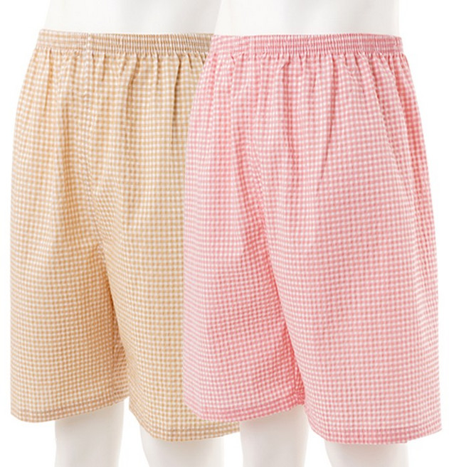 캐리루시 파스텔 선염체크 5부 커플 파자마 잠옷바지 2종SET