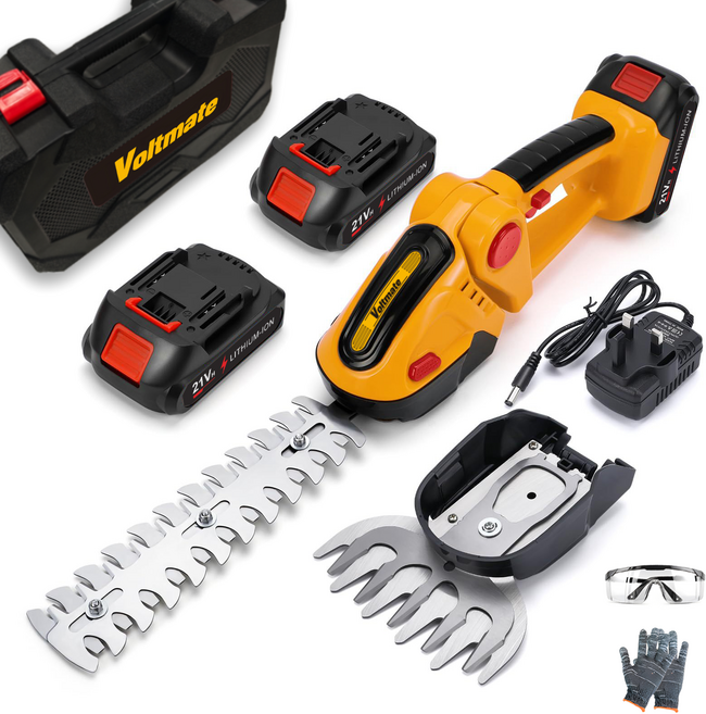 [국내발송] VoltMate 독일 21V 핸드형 충전식 무선 예초기 2.0ah 휴대용전정기 다목적제초기 녹화대 잔디밭 정원 형태 트리머 배터리 2개 세트, 본체+2개 배터리, 1세트
