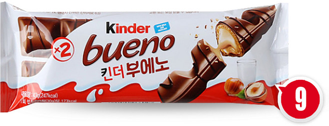 킨더 부에노 T2 초콜릿, 43g, 9개