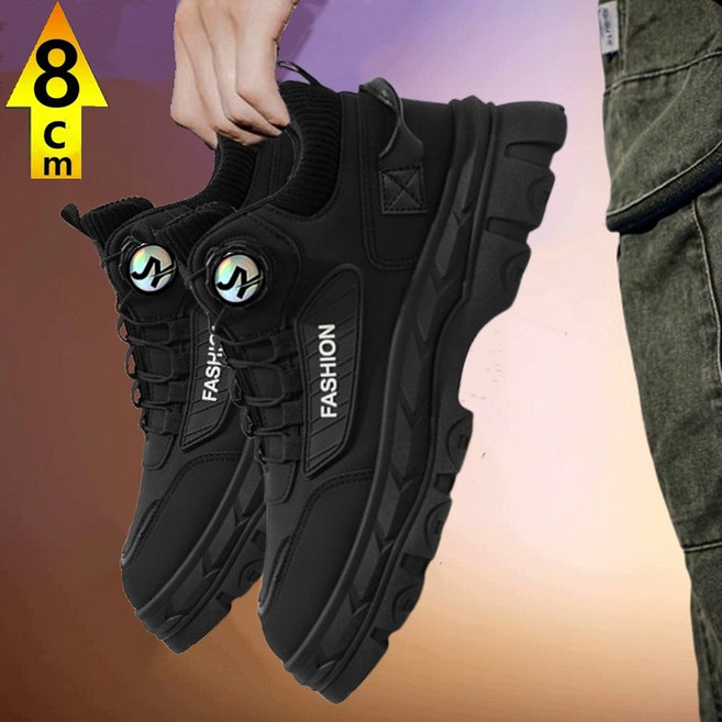 JY다이얼 키높이 8cm 운동화 남성 케주얼화 가죽 수제화 하이탑 니커즈 다용도 캠핑 하이킹 남자신발