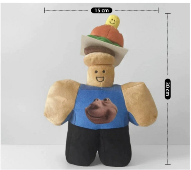 로블록스 포세이큰 인형 봉제인형 캐릭터 굿즈 선물용, 1개, 햄버거맨, 23cm
