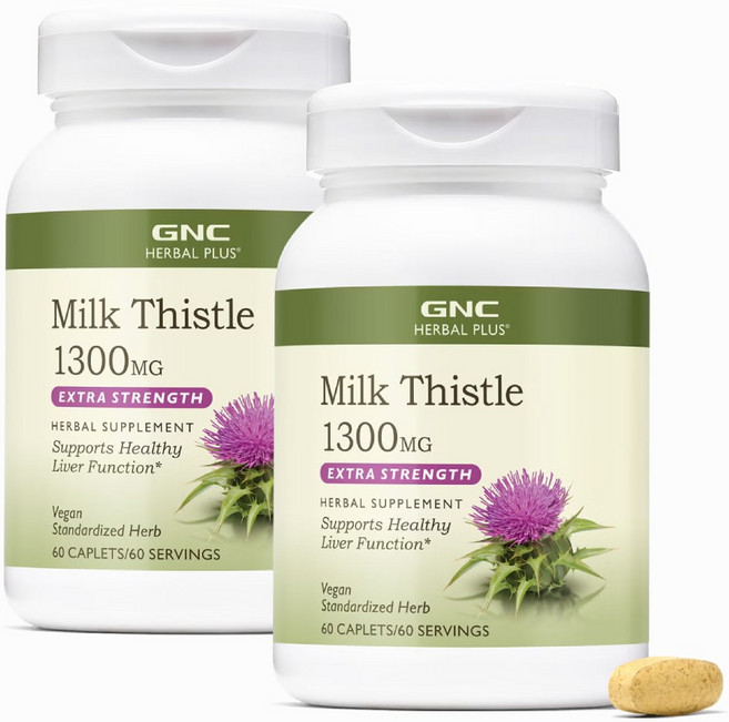 [정품 미국 직배송] GNC 밀크시슬 1300mg 60정-2개 (캐플렛) *사은품 바세린 증정*, 1세트, 120정
