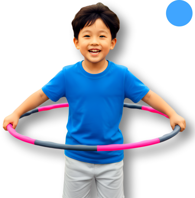 코치케이 어린이 다이어트 뱃살 돌기형 훌라후프 성인 초등 키즈 아동 전연령 최상급 스마트, 인텐스 블루 & 그레이, 1개, 1.2kg