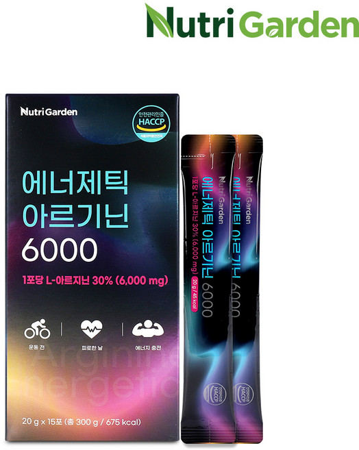 뉴트리가든 에너제틱 아르기닌 6000 20g 지친 나를 위한 활력 부스터 15포 4개