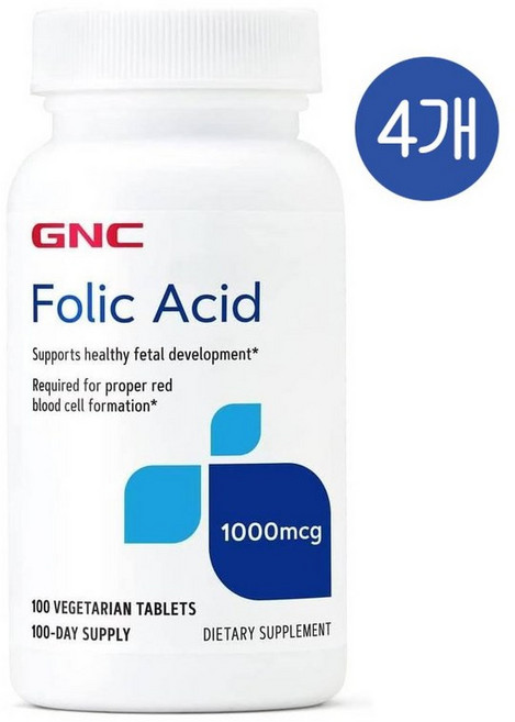 GNC 엽산 1000mcg, 4개, 100정