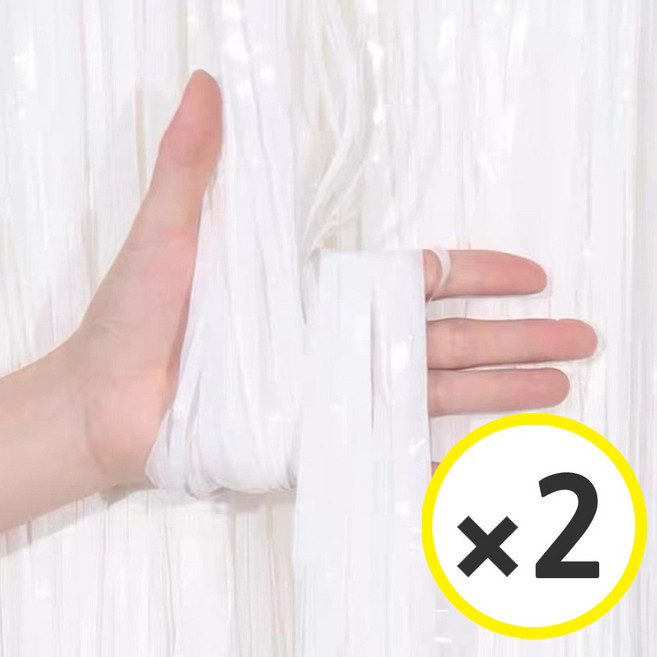 생일파티 용품 파티커튼 42컬러 홀로그램/새틴 무광/파스텔/샤이니 포토존 소품 은박 수술 가랜드 커튼 [에브리띵스마일], 샤이니 화이트, 2개