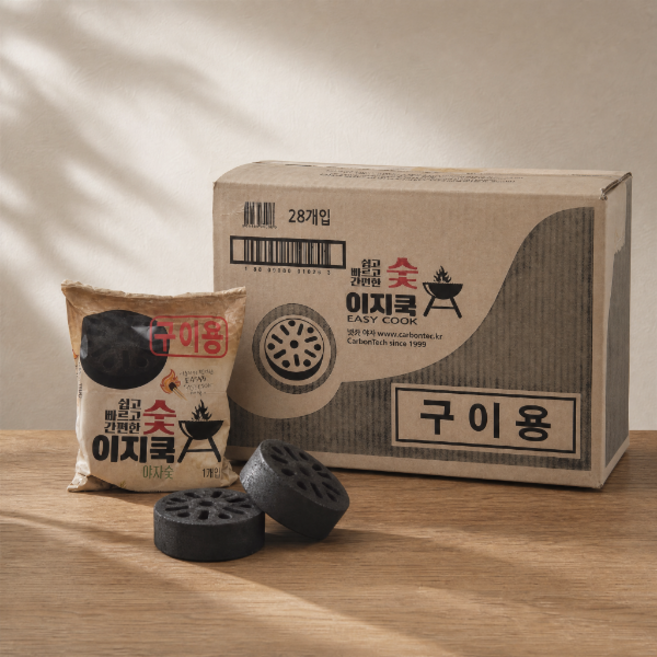 쉽고 빠른 간편한 이지쿡 아쟈숯 520g 28개 1박스 번개탄 착화제 1급 구이용 바베큐 캠핑