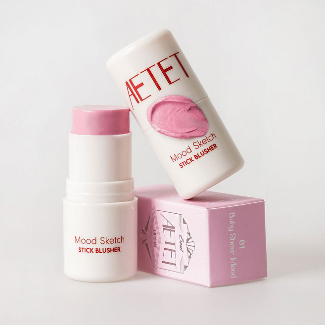 이뎃 무드 스케치 스틱 블러셔 보송한 웜톤 쿨톤 크림 치크 4.5g 베이비 쉬어, 1개