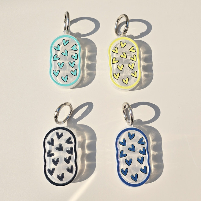 스마트태그2 보호케이스 아크릴 하트뿜뿜 키링 고리케이스, 민트(하트)