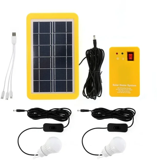 비상 조명 2pcs/3pcs 태양 광 패널 생성기 키트와 LED 전구 USB 충전기 FM 라디오 캠핑 Outdpper 홈 시스템, 07 2pcs 3W 6V LED Bulb