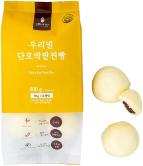 네니아 우리밀 단호박 팥 찐빵 (냉동), 8개, 50g