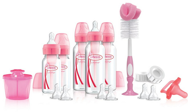 닥터브라운 옵션스 플러스 내로우넥 컴플리트 젖병 세트, 1단계, 2단계, 3단계, 4단계, 핑크, 1개