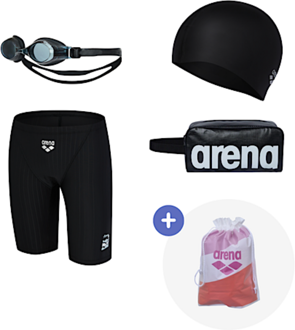아레나 남성 실내 4부 수영복 세트 _ A5BM1PM11 BLK SET