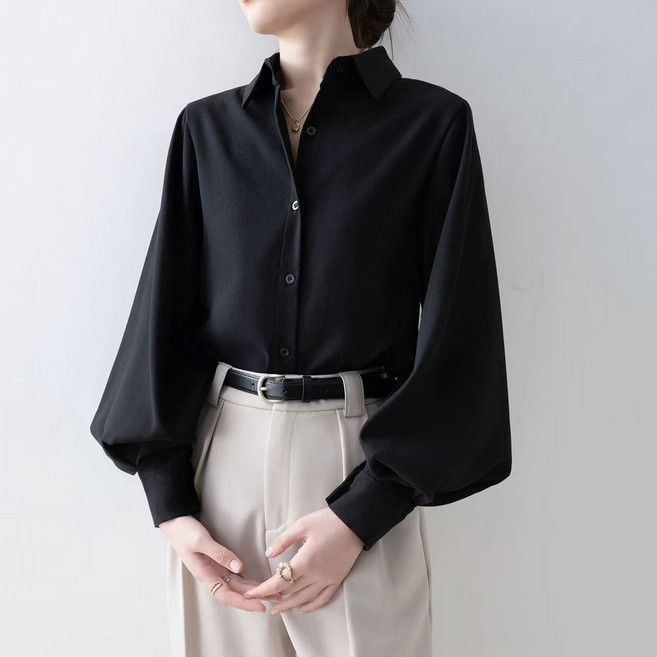COSYEVNO 여성 봄 가을 셔츠 벌룬 소매 오피스 블라우스 상의 LFHdlsy-8