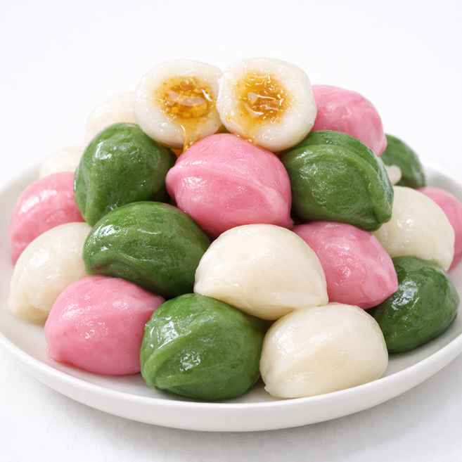 (떡DC몰) 삼색꿀떡 달콤꿀떡 (20g100알) 2kg 선물용 자연해동떡 아이들간식떡 선물용 행사떡, 4박스