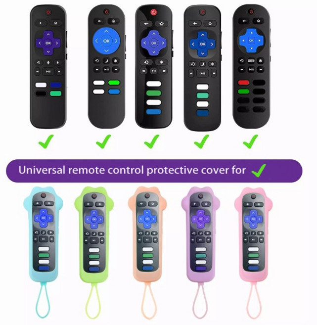 TCL Hisense Roku에 적합한 귀여운 강아지 발 모양의 범용 원격 제어 실리콘 케이스 보기 좋고 실용적입니, 07 Blue Purple