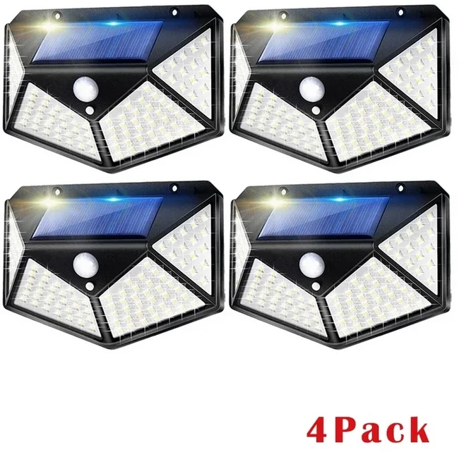 CLAONER 야외 태양광 조명 [128 LED/4팩] 모션 센서 3가지 작동 모드 270도 와이드 앵글 무선 IP65 방수 보안 마당 차고 데크용