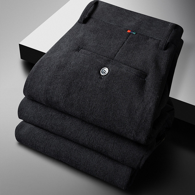 고급 코듀로이 캐주얼 바지 남성 봄가을 시즌 루즈핏 스트레이트 남성 바지 비즈니스 코듀로이 바지 중년 아빠 바지