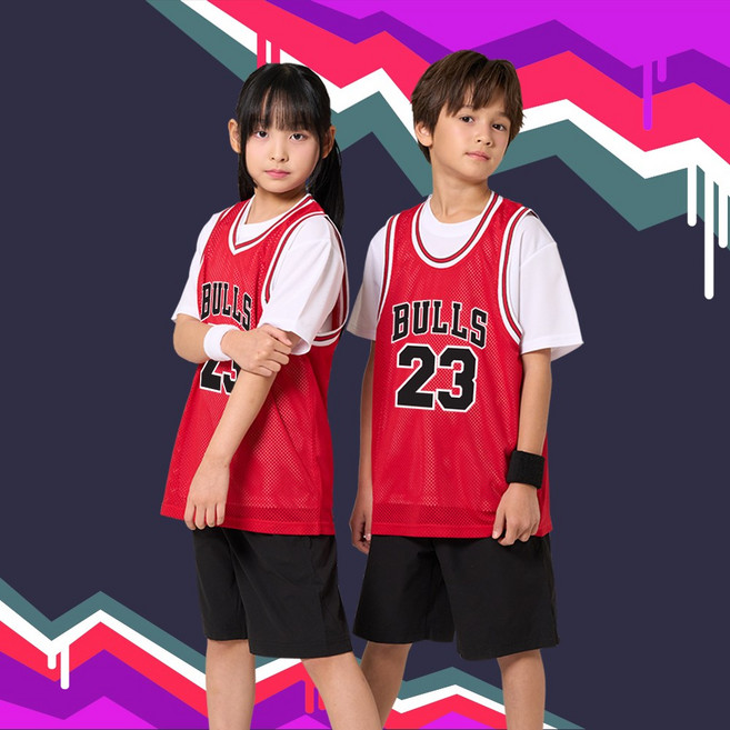 아동 불스나시 레드 메쉬 농구나시 농구티 나시티