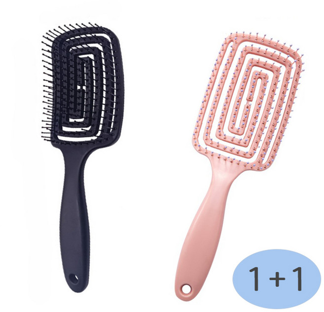 퍼스트 헤어 볼륨 머리빗 드라이빗 엉킴방지 두피마사지 핑크+블랙 2p, 2개, 핑크/블랙