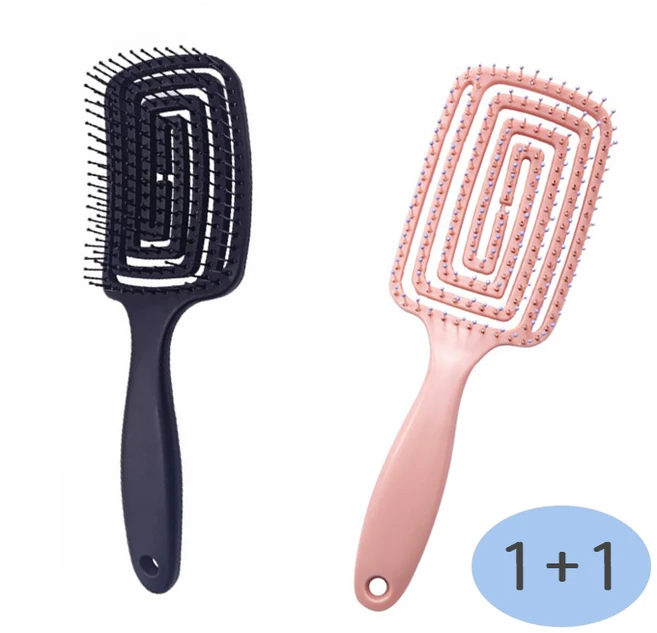 퍼스트 헤어 볼륨 머리빗 드라이빗 엉킴방지 두피마사지 핑크+블랙 2p, 2개, 핑크/블랙 - 쿠팡