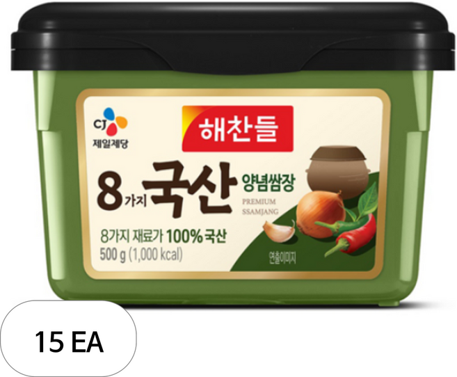 해찬들 8가지 국산 양념쌈장, 15개, 500g