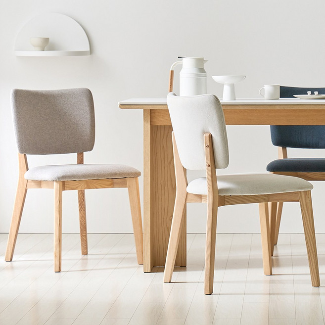 스테이인무드 애쉬 원목 인테리어 업소용 디자인의자, 블루, 1개