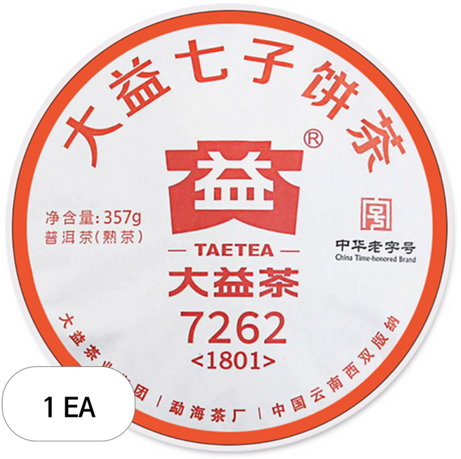 대익차 보이차 7262 숙차, 357g, 1개입, 1개